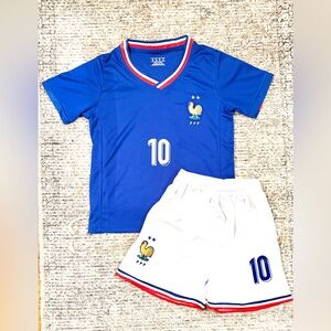France Mbappe Kids Soccer Jersey Kit - 2 Piece Set Jersey & Shorts Combo